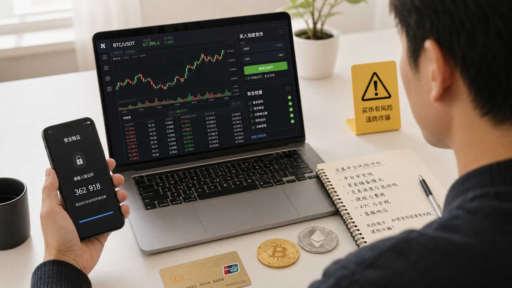 用户查看交易平台安全验证、储备证明与买币风险提示 用户查看交易平台安全验证、储备证明与买币风险提示