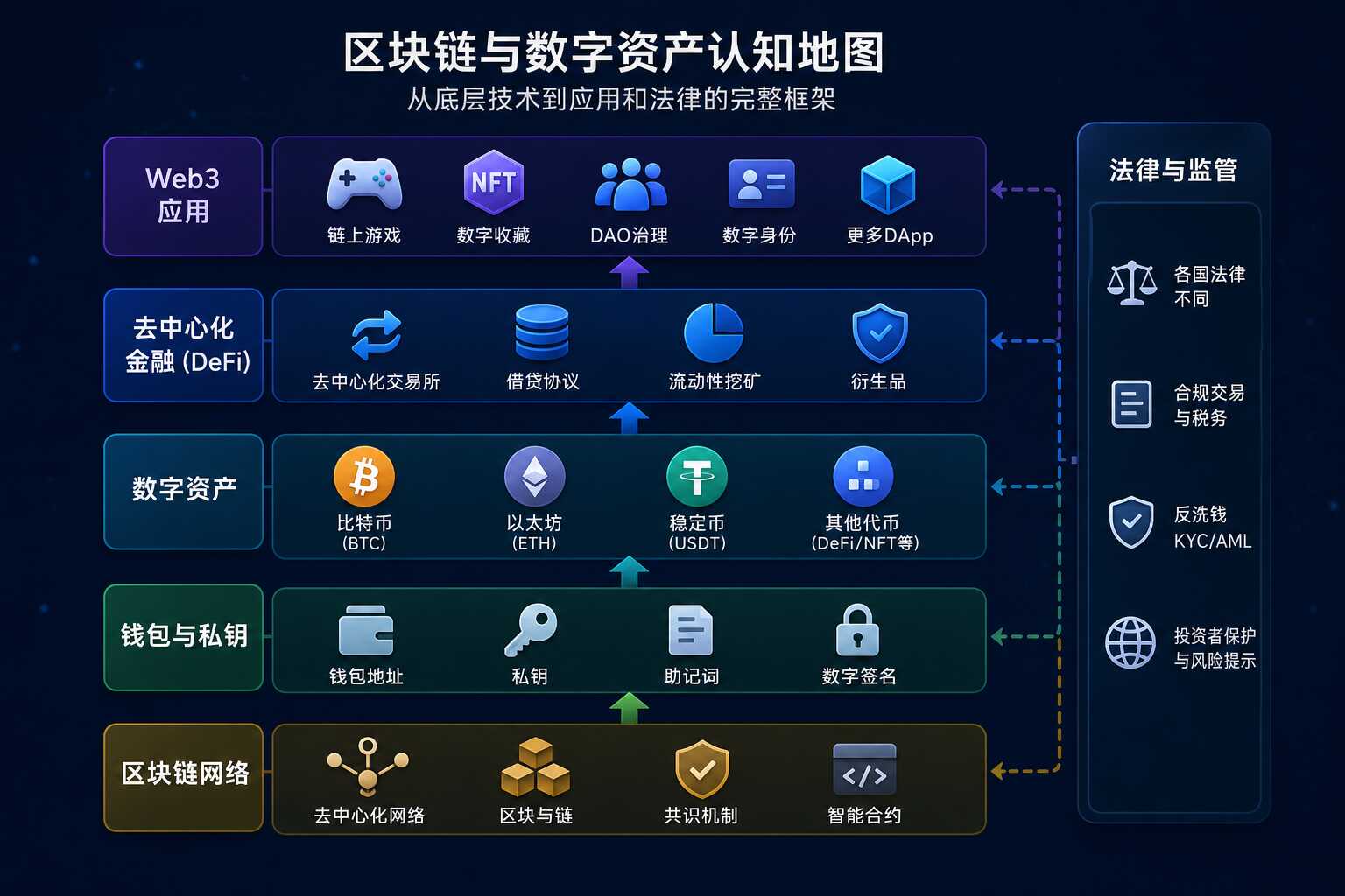 区块链、钱包私钥、数字资产、DeFi、Web3应用与法律监管认知地图